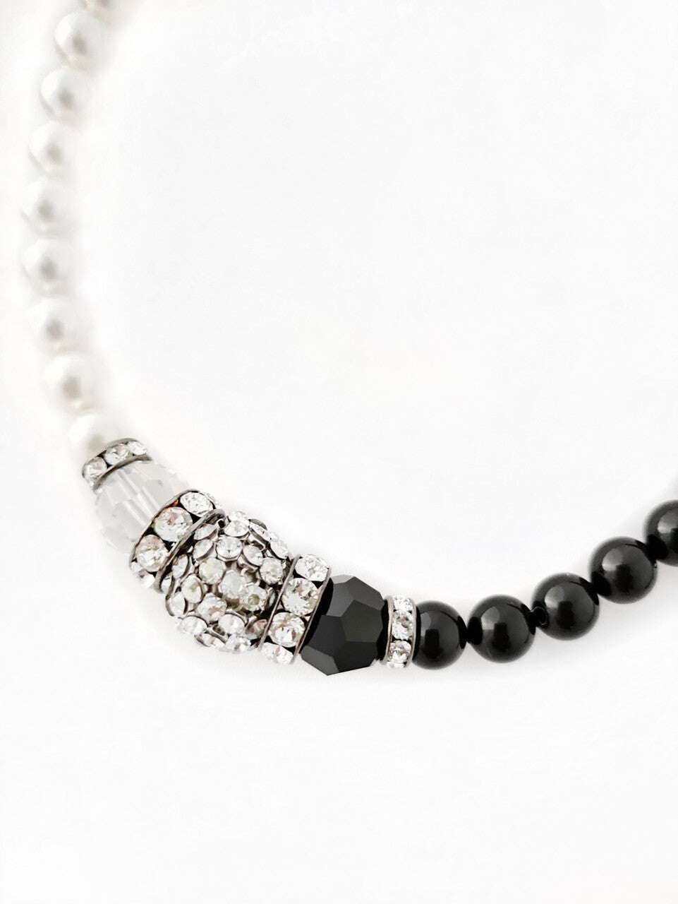 Black And White Swarovski Glass Beaded Necklace With White Crystal Pavé Beads Nolo Store