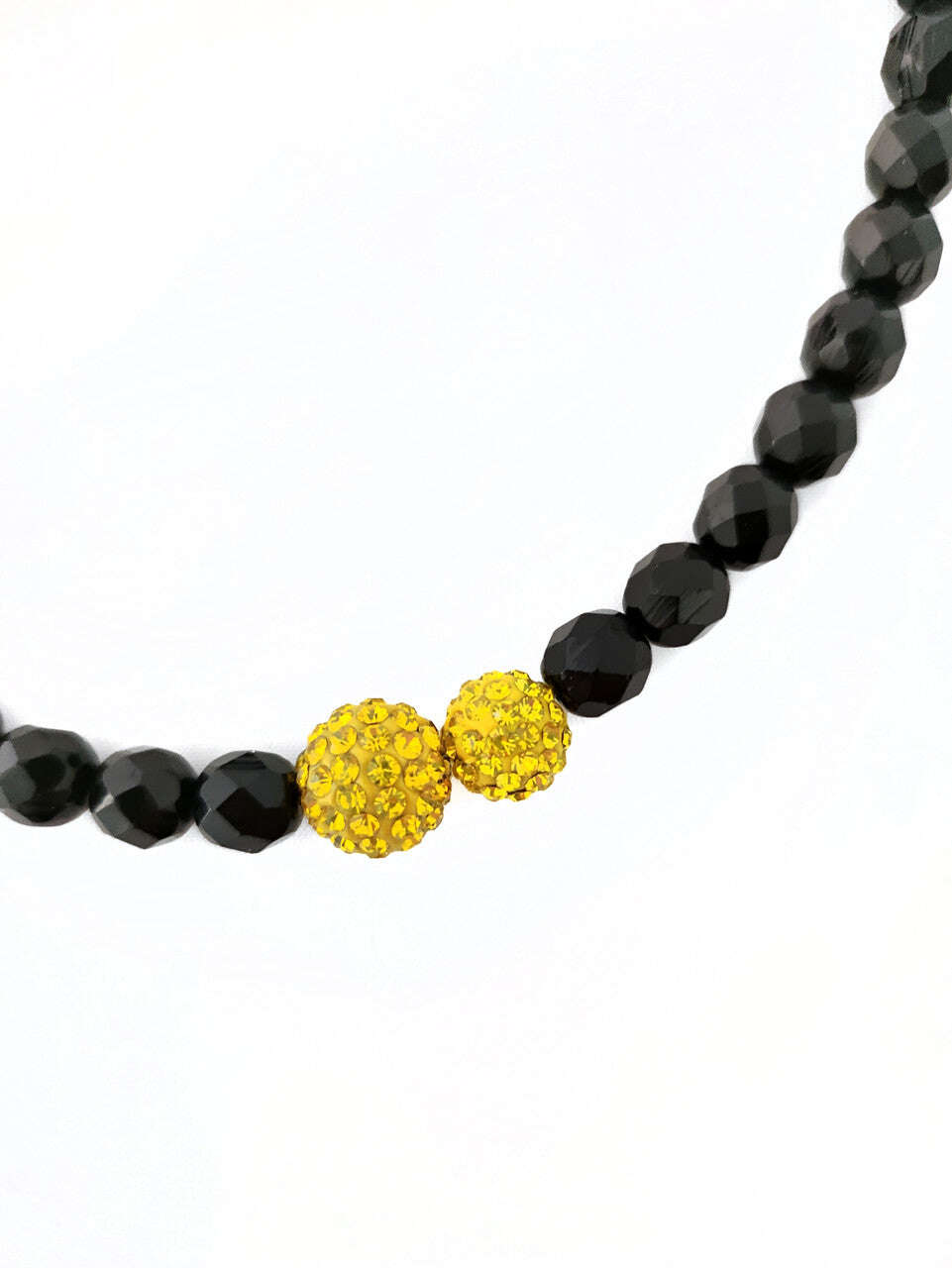 Black Czech Crystal Glass Beaded Necklace With Yellow Swarovski Crystals Nolo Store