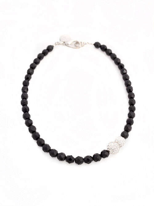 Black Czech Crystal Glass Beaded Necklace With White Swarovski Crystals Nolo Store