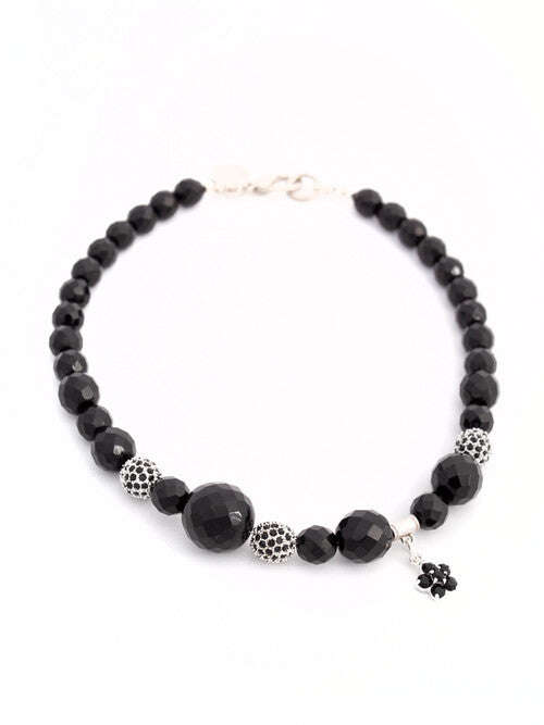 Black Czech Crystal Glass Beaded Necklace With Black Pavé Crystal Balls Nolo Store