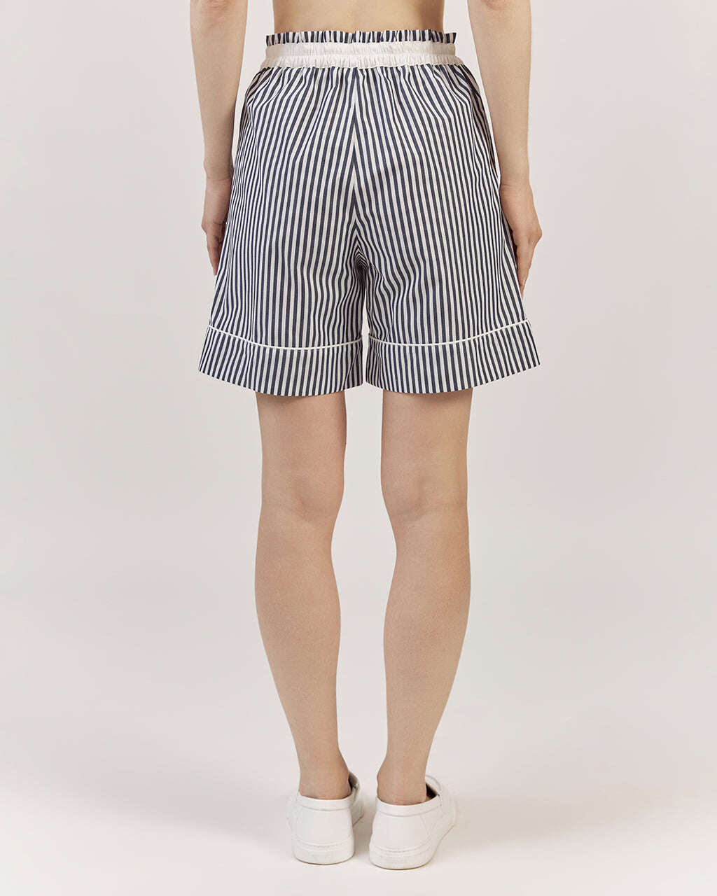 STRIPED COTTON HIGH WAIST BERMUDA SHORTS | TULIA Nolo Store