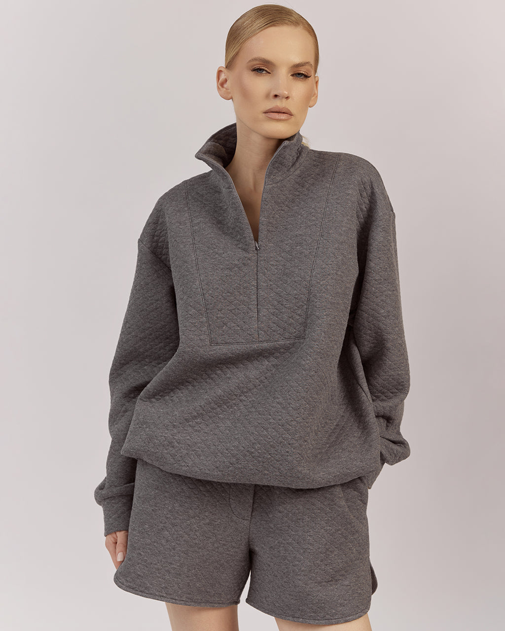 ★MOLLIOLLI★ SOL oversized zipup jumper [latte] SoftTerry Bubble Zip Hoodie Gray | Garage