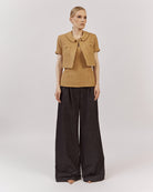 Lightly lined wool-viscose blazer with hidden chest pockets and a single-button front in a loose, oversized fit.