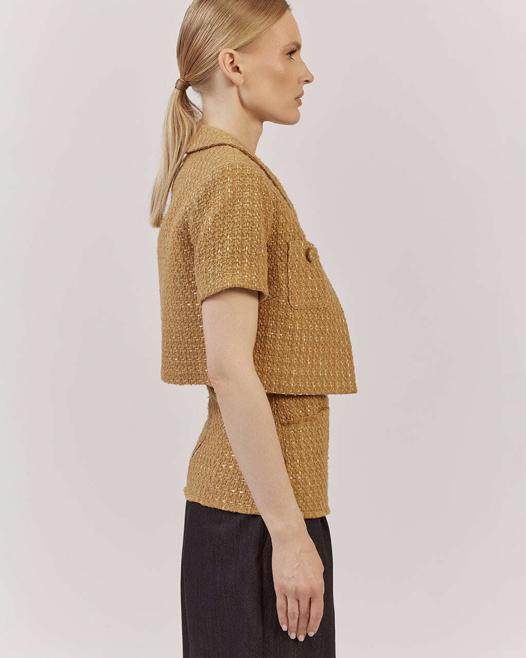 Textured Short-Sleeve Blazer with Cropped Fit | KATRIN by NOLO Nolo Store