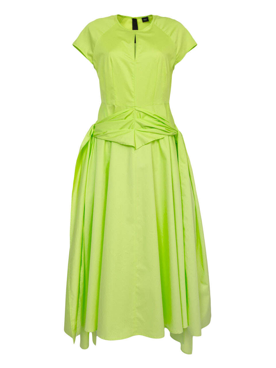 Buy Lime Cotton Popeline Side Tie Midi Dress
