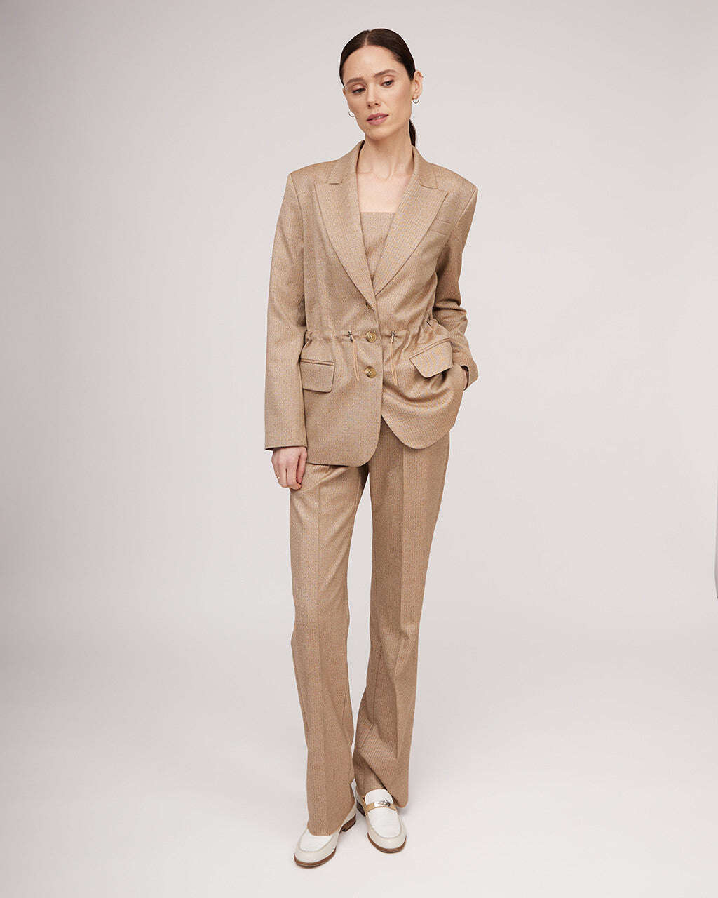 Classic straight cut trousers with metallic sheen | SHINA Nolo Store