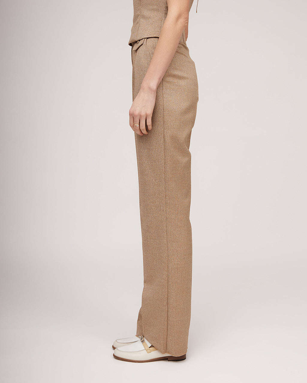 Classic straight cut trousers with metallic sheen | SHINA Nolo Store