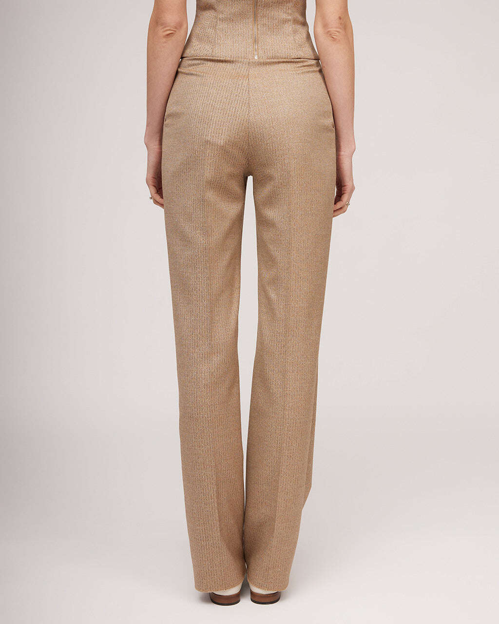 Classic straight cut trousers with metallic sheen | SHINA Nolo Store