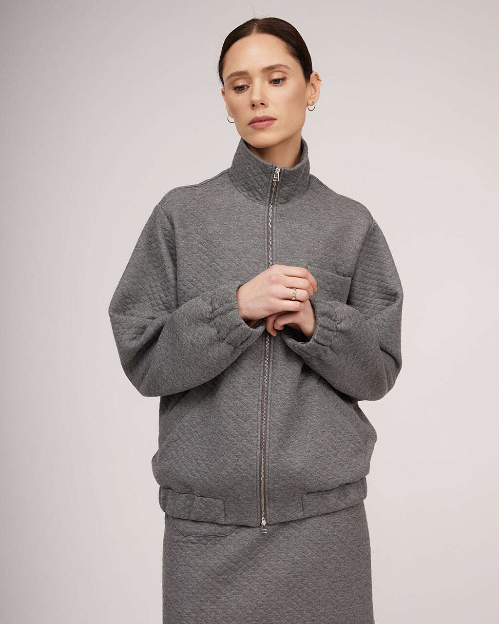 Grey knit bomber jacket | SAMIRA Nolo Store