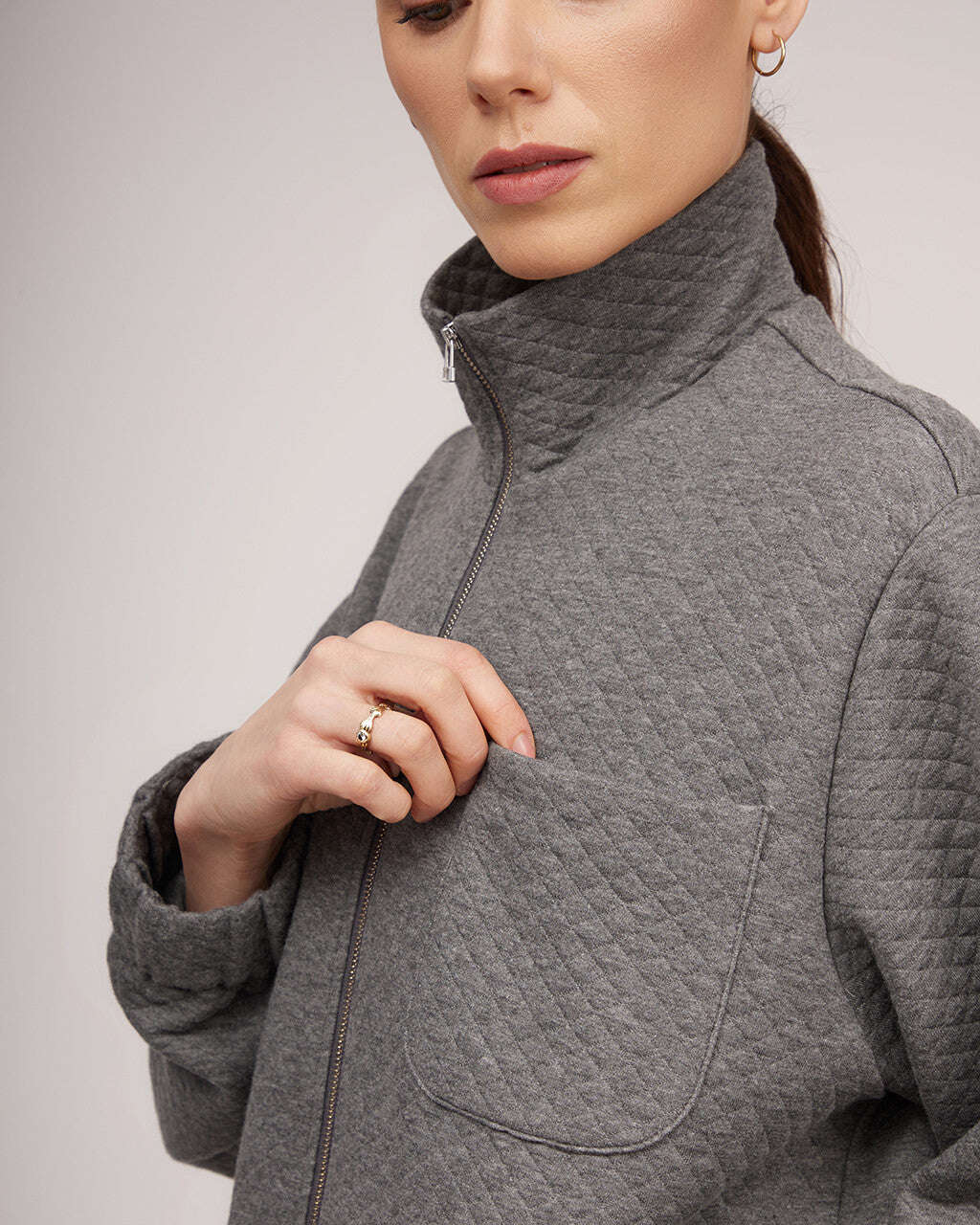Grey knit bomber jacket | SAMIRA Nolo Store