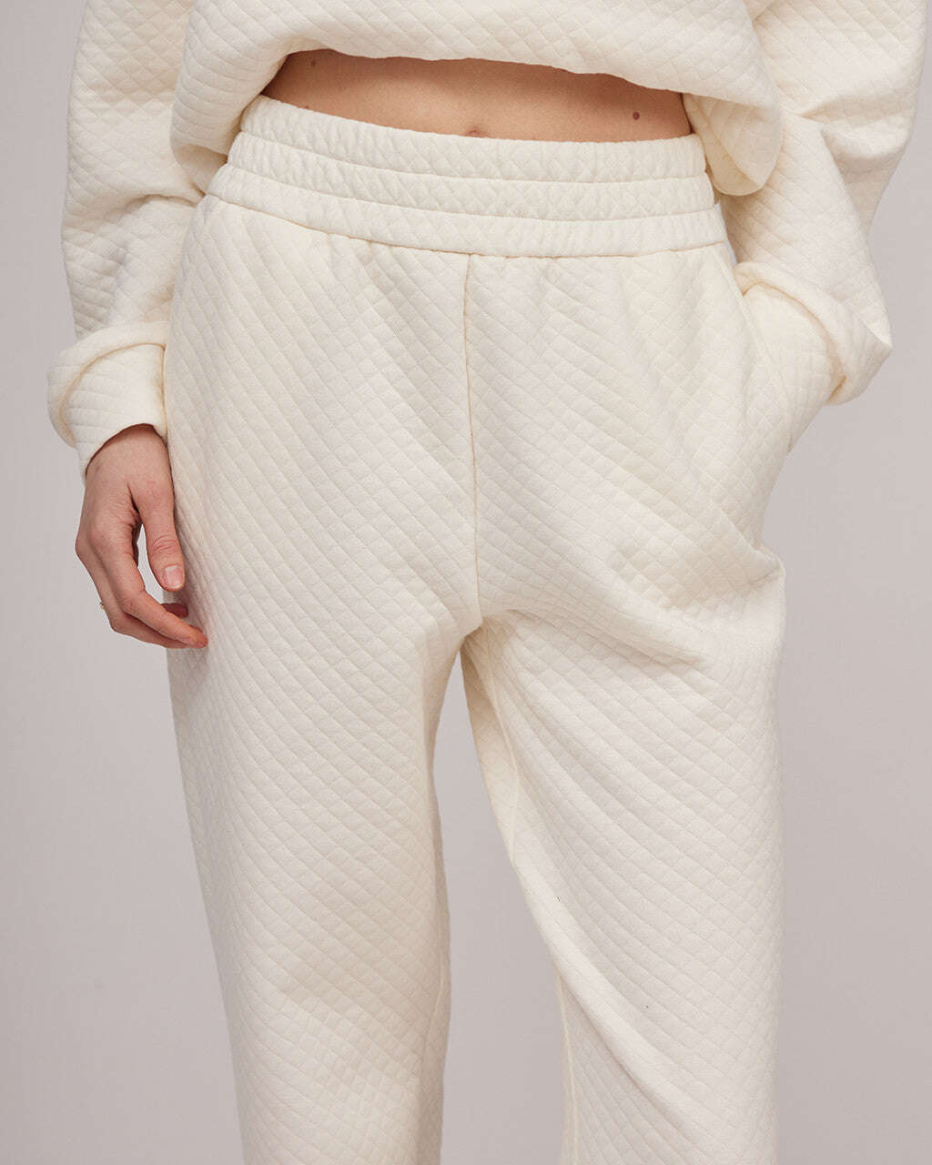 Cream-colored soft cotton casual trousers with a slight texture | HEIDI Nolo Store