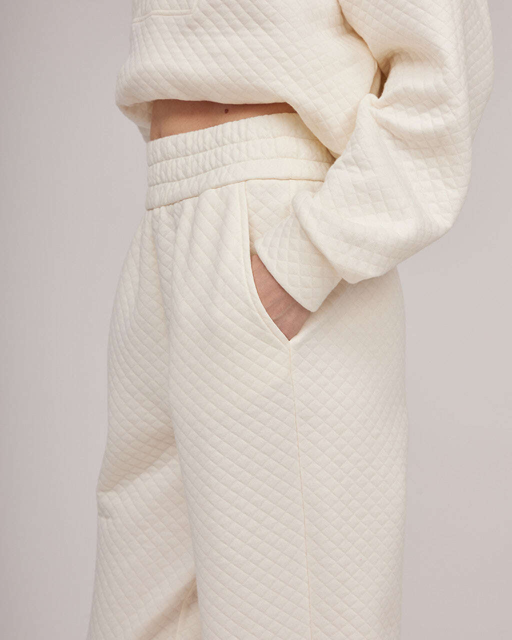 Cream-colored soft cotton casual trousers with a slight texture | HEIDI Nolo Store