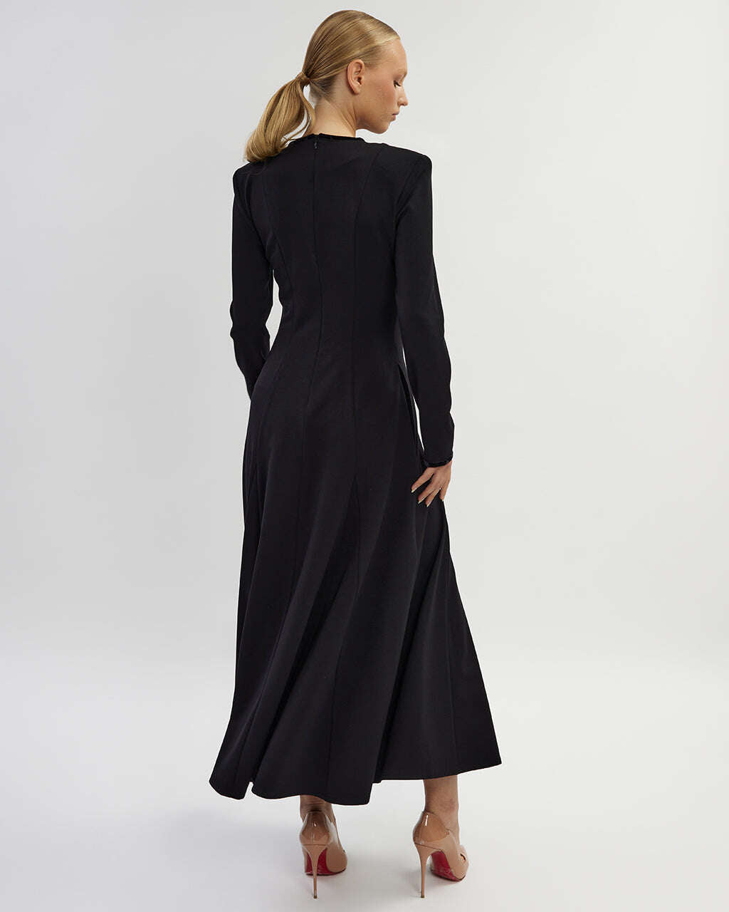 Black midi dress with longsleeves |AGNESSE Nolo Store