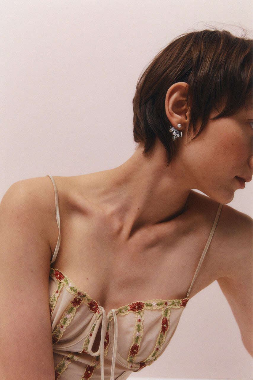 Glass Cut Stones  With Pearl Earrings Nolo Store