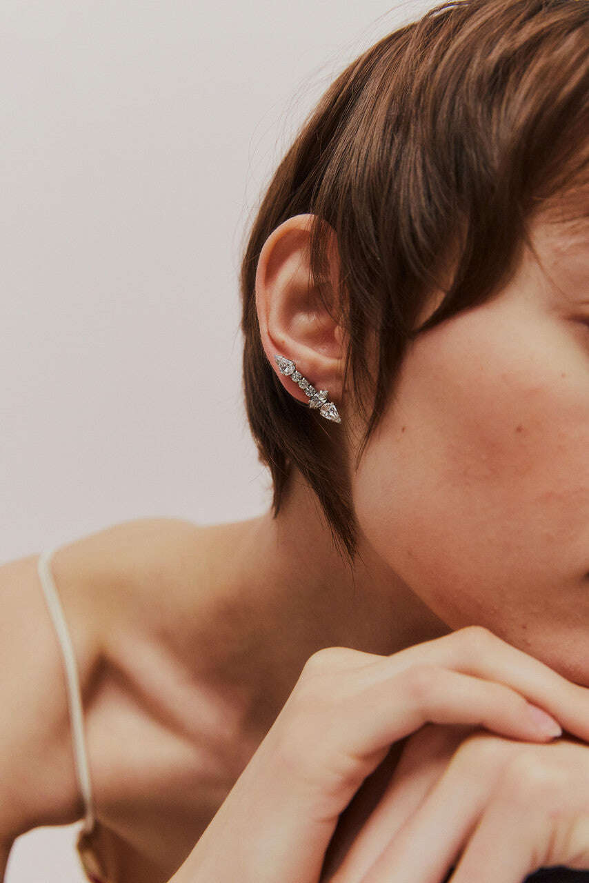 Glass Cut Stones And Pearl Earrings Nolo Store