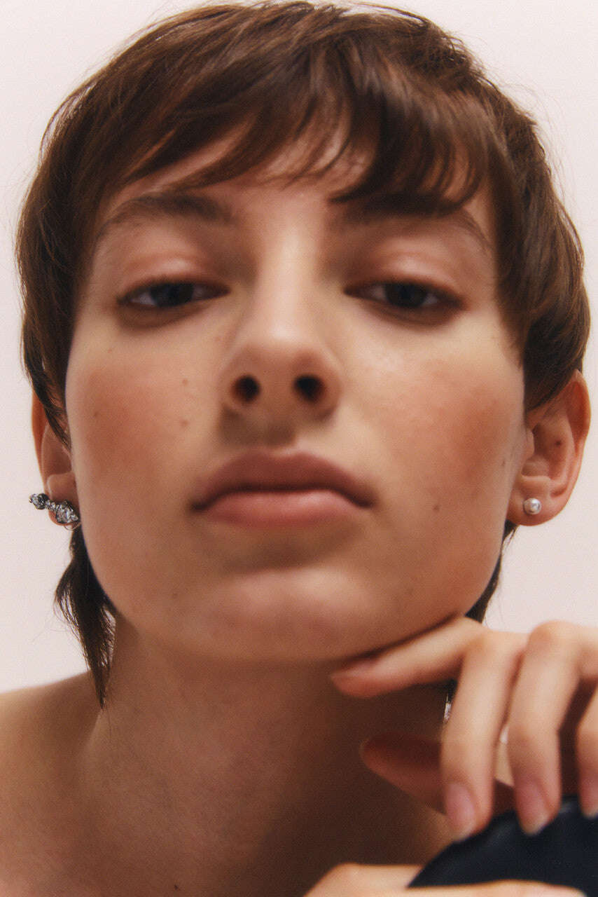 Glass Cut Stones And Pearl Earrings Nolo Store