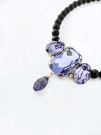 Black Swarovski Glass Beaded Necklace With Lilac Crystal Pendant Nolo Store