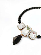 Black Swarovski Glass Beaded Necklace With Clear And Black Crystal Pendant Nolo Store
