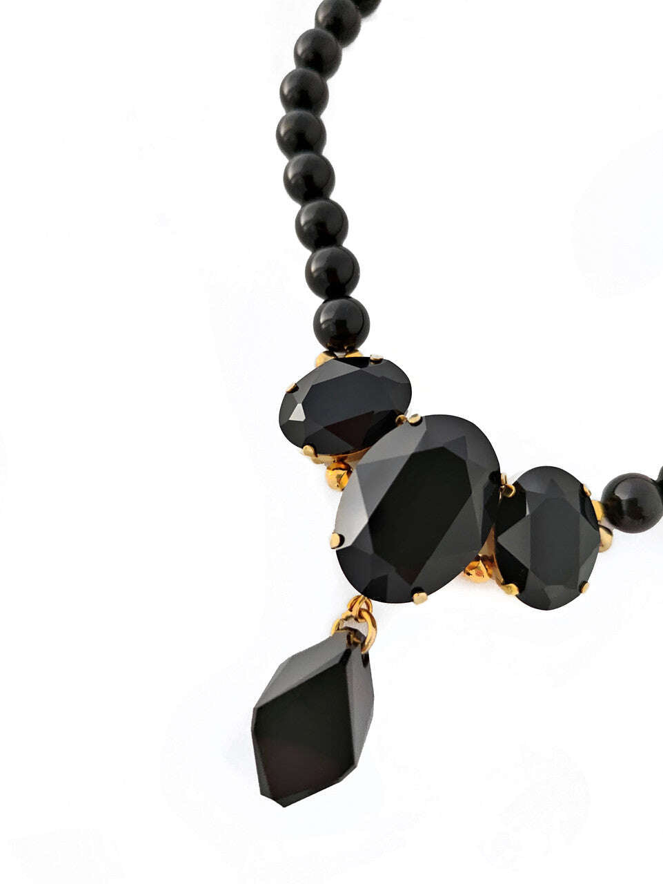 Black Swarovski Glass Beaded Necklace With Black Crystal Pendant Nolo Store