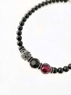 Black Swarovski Glass Beaded Necklace With Burgundy Crystal Bead Nolo Store
