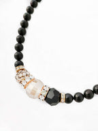 Black Swarovski Glass Beaded Necklace With Champagne Crystal Beads Nolo Store