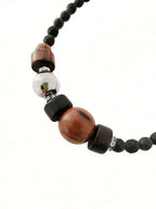Mate Black Czech Crystal Glass Beaded Necklace With Swarovski Crystals And Wooden Beads Nolo Store
