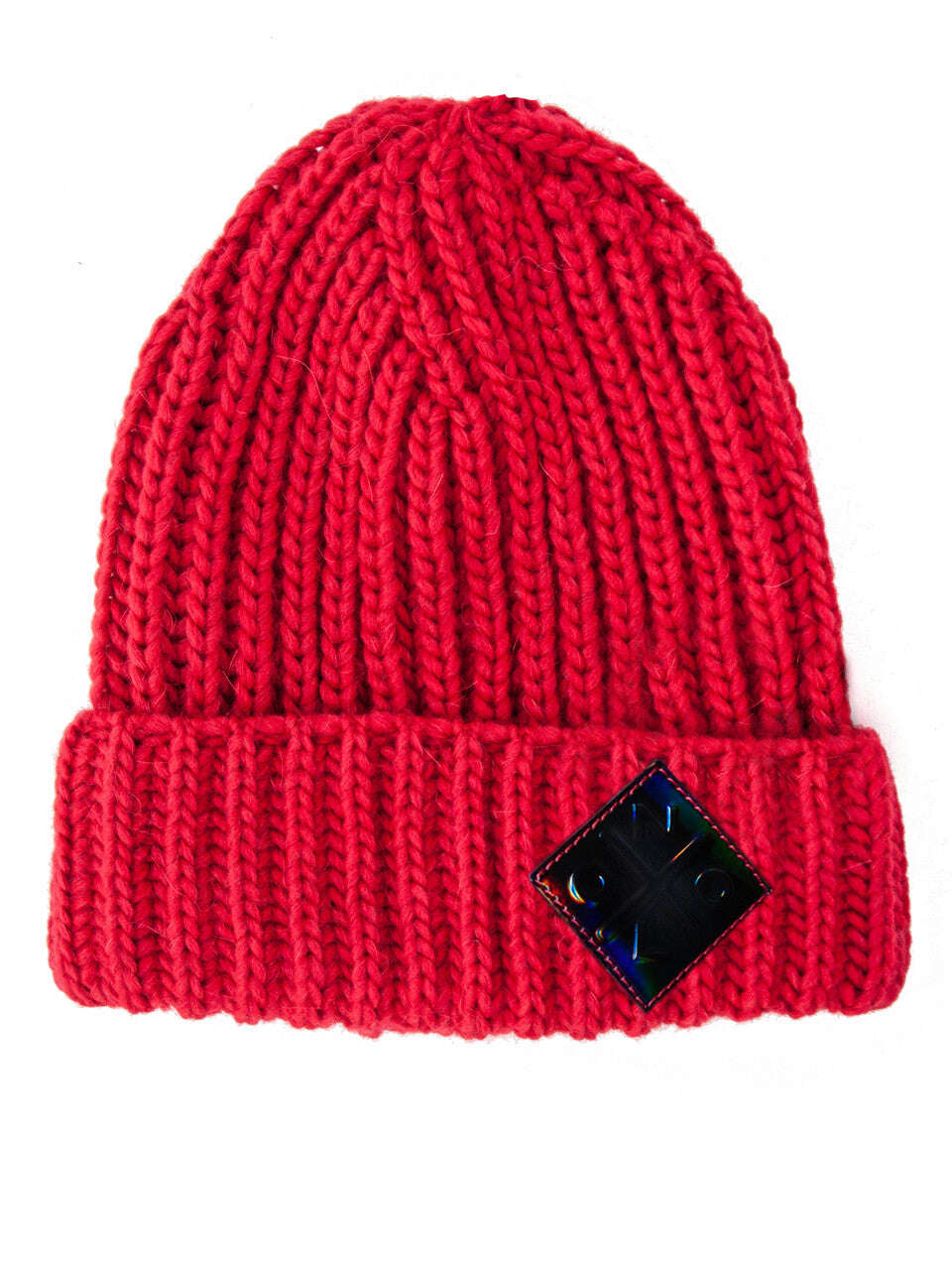 Logo Patch Ribbed Wool Beanie With Fold-Over Cuff | Helma Red Nolo Store