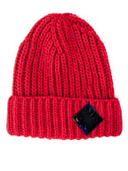 Logo Patch Ribbed Wool Beanie With Fold-Over Cuff | Helma Red Nolo Store