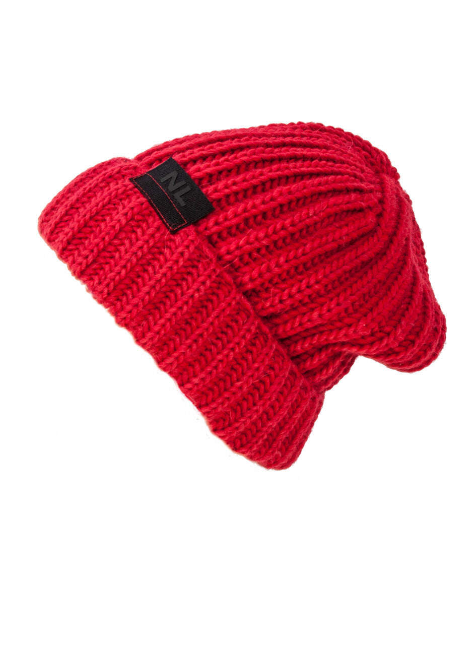 Red Ribbed Wool Beanie With Fold-Over Cuff | Helma 2 Nolo Store