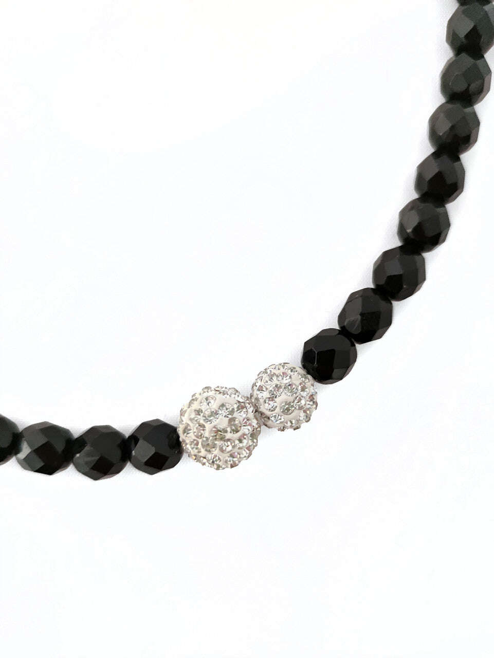 Black Czech Crystal Glass Beaded Necklace With White Swarovski Crystals Nolo Store