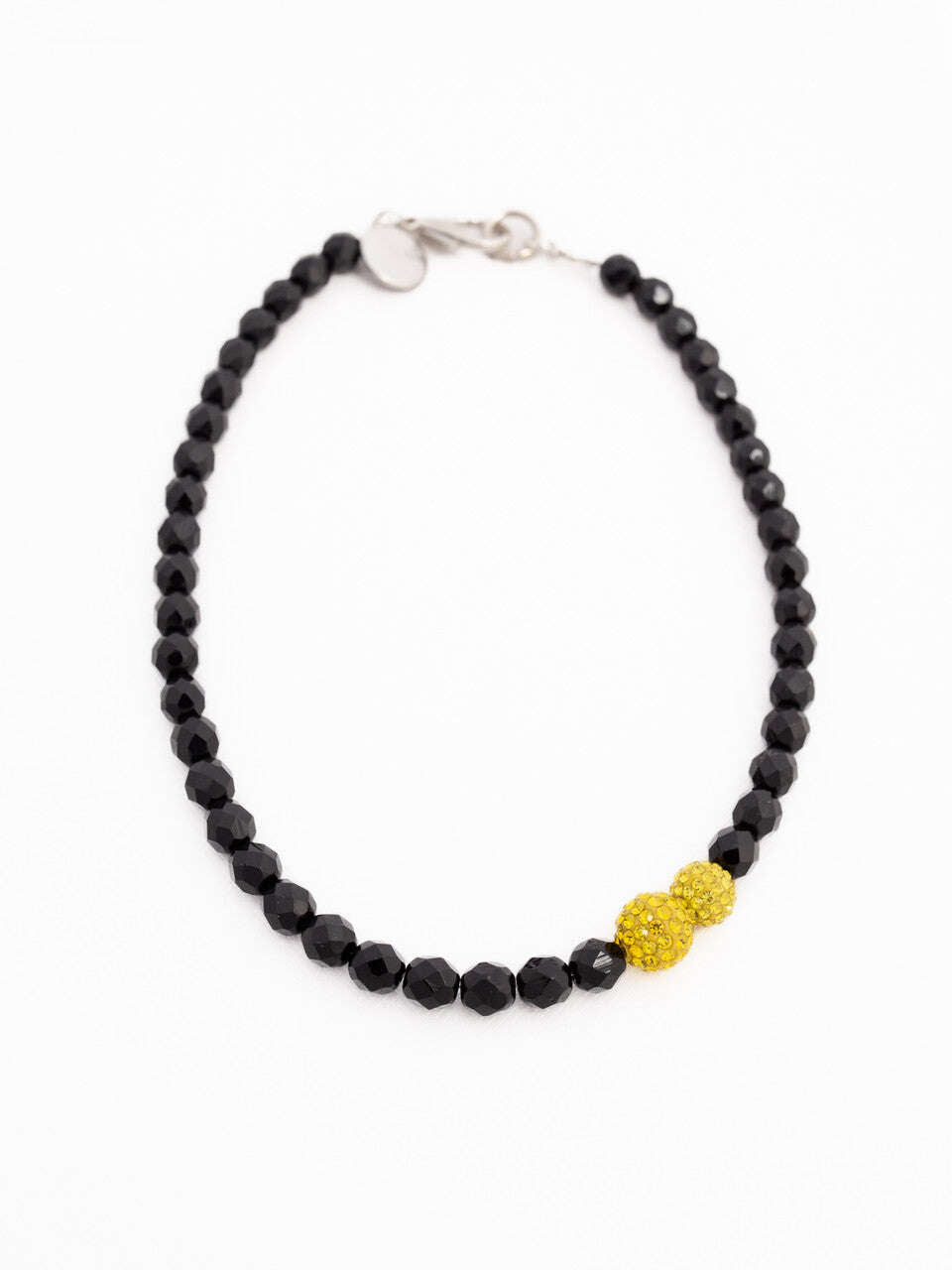 Black Czech Crystal Glass Beaded Necklace With Yellow Swarovski Crystals Nolo Store