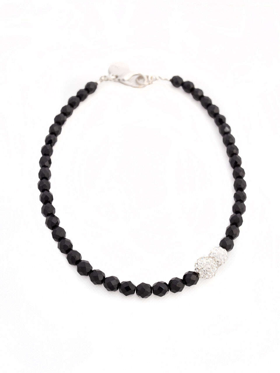 Black Czech Crystal Glass Beaded Necklace With White Swarovski Crystals Nolo Store