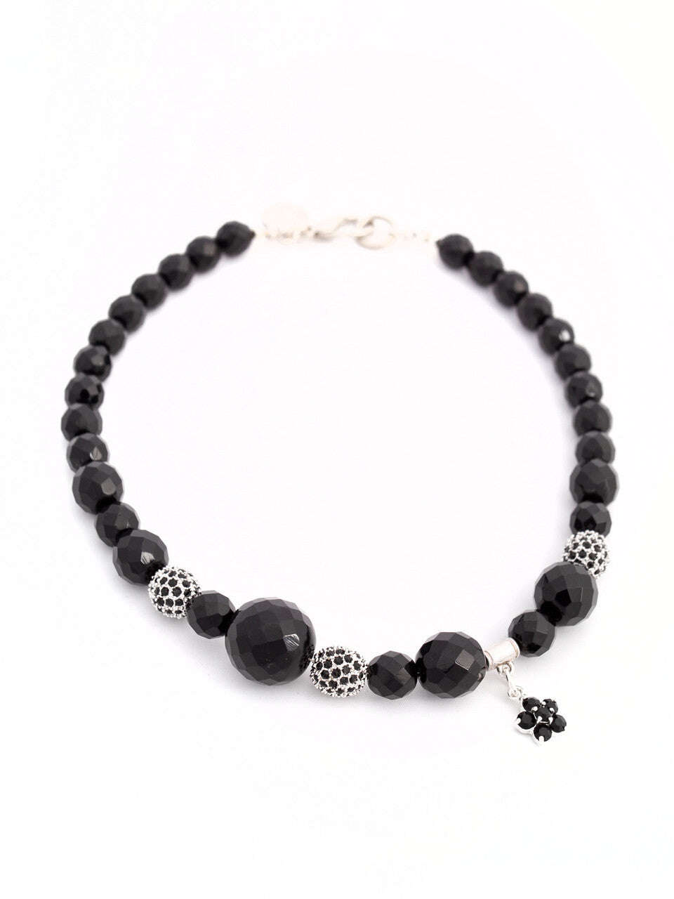 Black Czech Crystal Glass Beaded Necklace With Black Pavé Crystal Balls Nolo Store