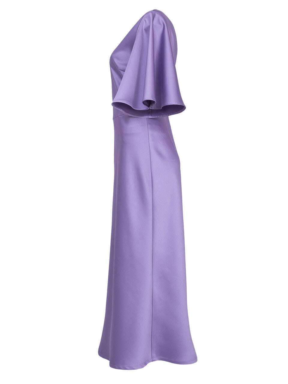 Lavender Polyester Sateen Bell Sleeves Midi Tee Dress | RIKA Nolo Store