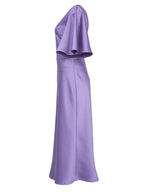 Lavender Polyester Sateen Bell Sleeves Midi Tee Dress | RIKA Nolo Store