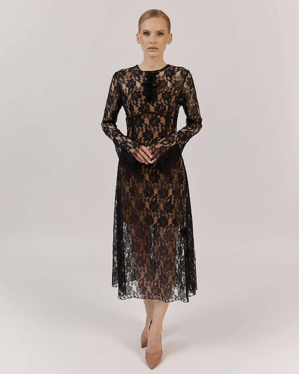 BLACK LACE DRESS MIDI | ORNELLA Nolo Store
