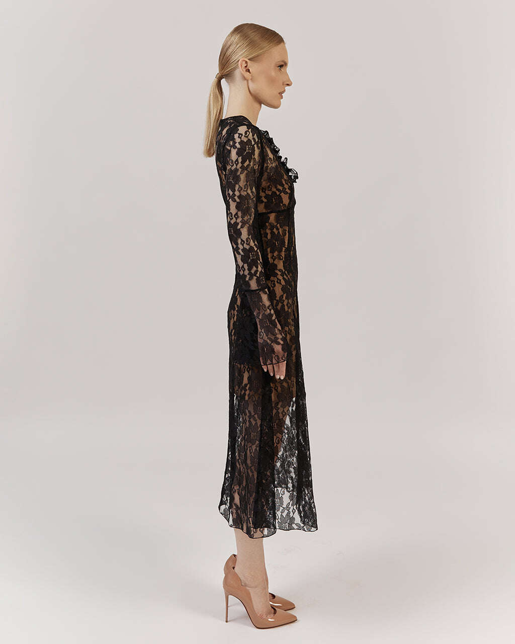 BLACK LACE DRESS MIDI | ORNELLA Nolo Store