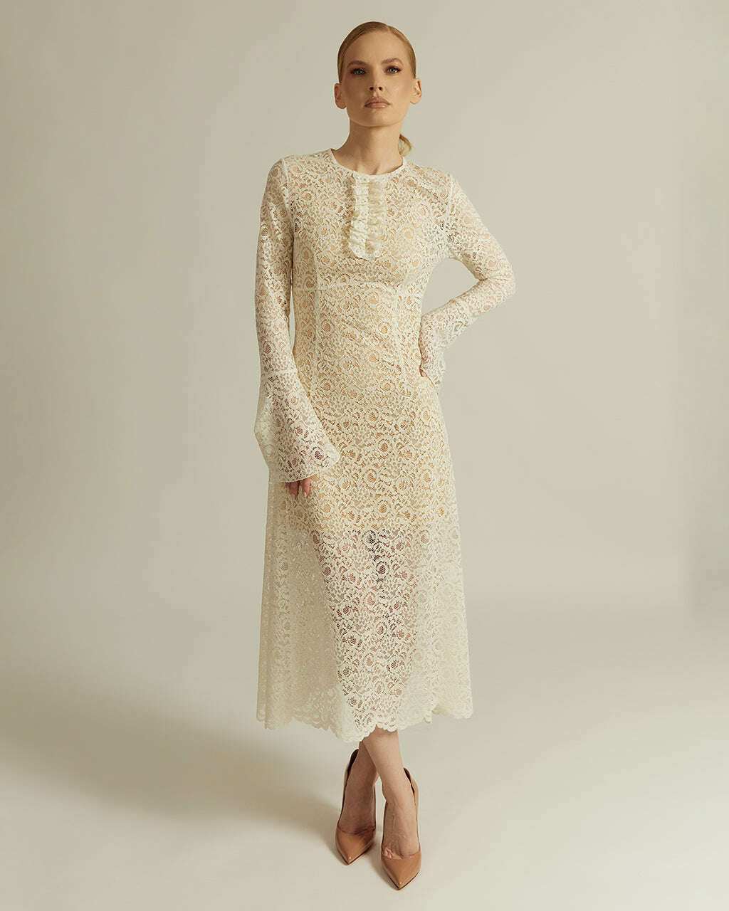 CREAM LACE MIDI DRESS | ORNELLA Nolo Store