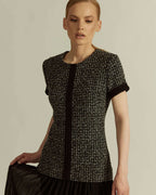 TEXTURED TWEED AND CHIFFON MAXI DRESS | LILIANA Nolo Store