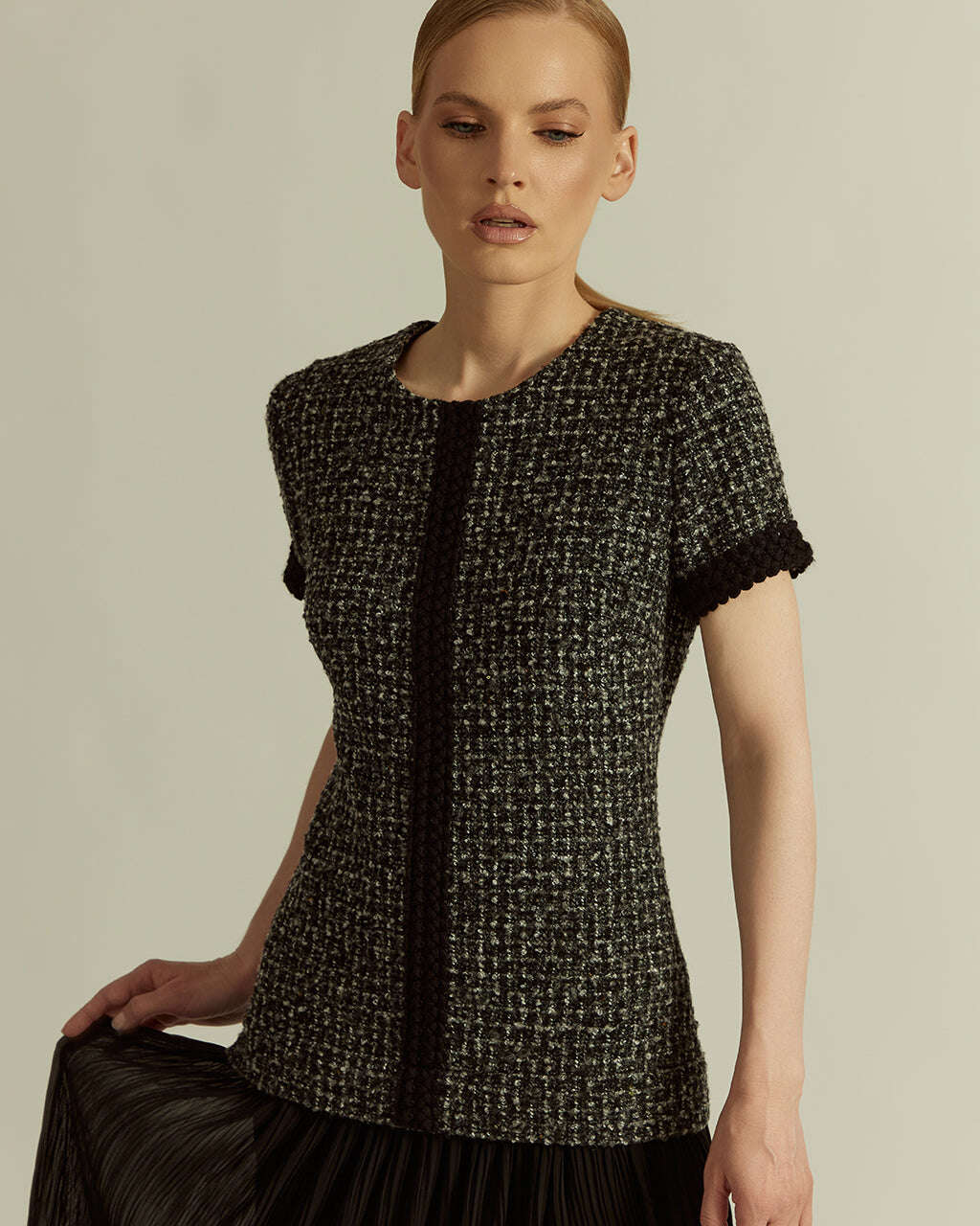 TEXTURED TWEED AND CHIFFON MAXI DRESS | LILIANA Nolo Store