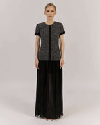 TEXTURED TWEED AND CHIFFON MAXI DRESS | LILIANA Nolo Store