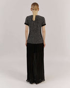 TEXTURED TWEED AND CHIFFON MAXI DRESS | LILIANA Nolo Store