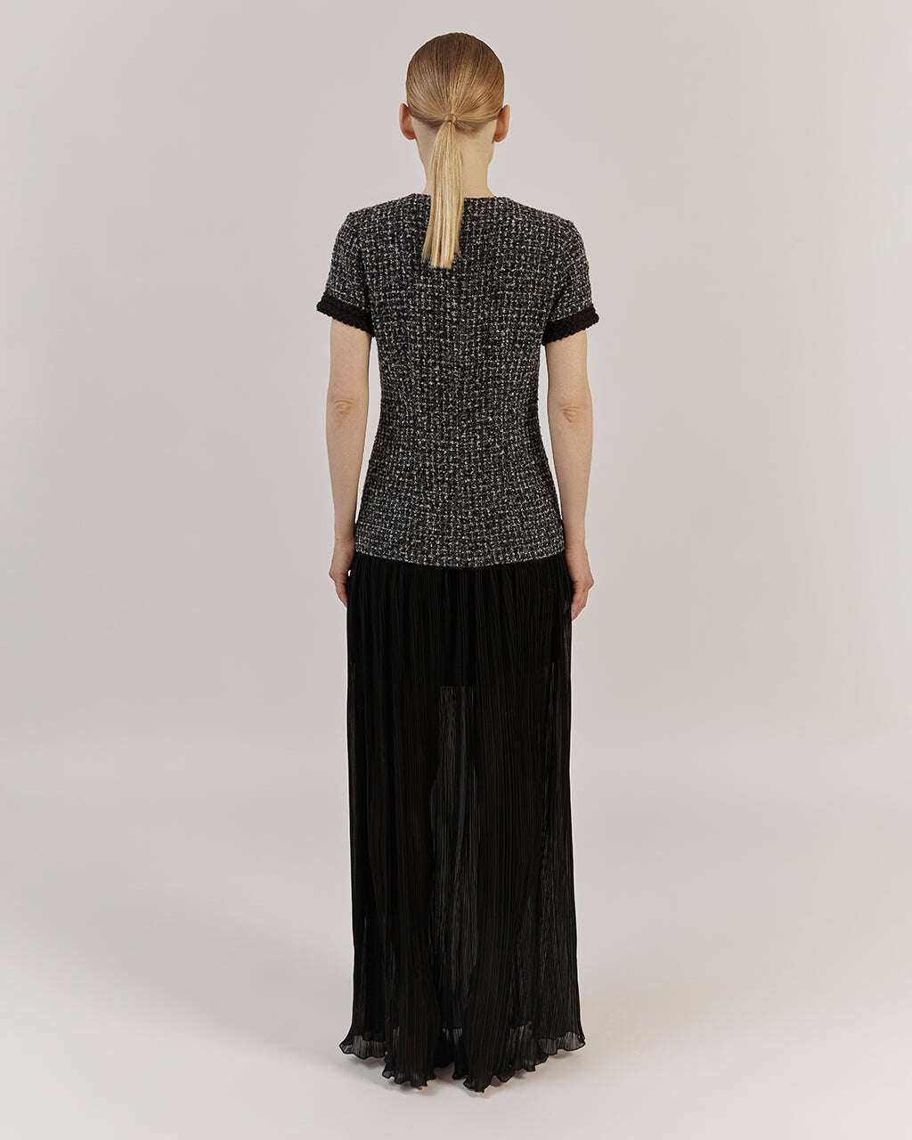 TEXTURED TWEED AND CHIFFON MAXI DRESS | LILIANA Nolo Store
