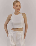 WHITE ZIP CROP TOP|JULIA Nolo Store