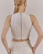 WHITE ZIP CROP TOP|JULIA Nolo Store