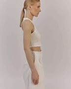 WHITE ZIP CROP TOP|JULIA Nolo Store
