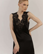 BLACK SATIN MIDI DRESS WITH LACE |MARISA Nolo Store