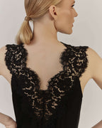 BLACK SATIN MIDI DRESS WITH LACE |MARISA Nolo Store