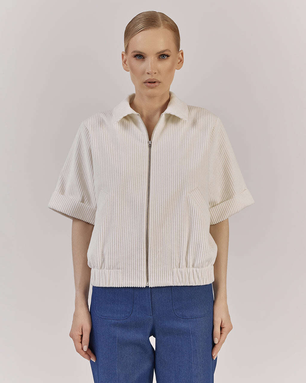 WHITE VELVET BOMBER |FIDUCIA Nolo Store