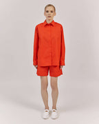 RED HIGH WAIST COTTON BERMUDA SHORTS |TULIA Nolo Store